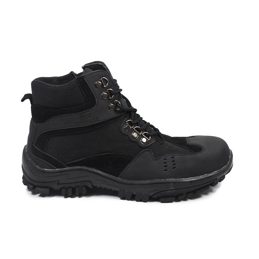 Sepatu Safety Boots Pria Crocodile Indicator Sleting Zipper Ujung Besi Tracking