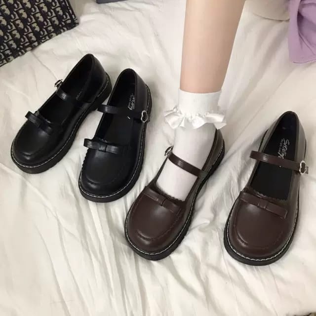 SEPATU KULIT WANITA 2022 / SEPATU  MARY JANE MUSIM SEMI FASHION JEPANG 0777