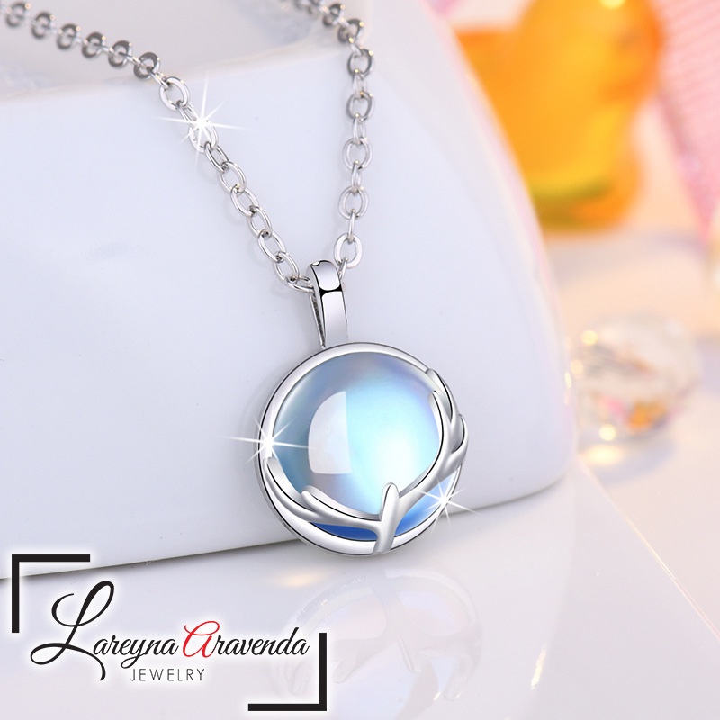 Lareyna Aravenda Kalung Titanium + Liontin Wanita Model MultiBlue Planet KL030