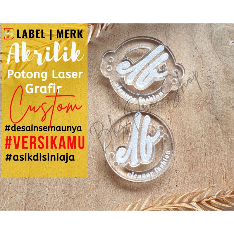 

Label Inisial Grafir Akrilik Bening,merk Hijab|Laser Cutting|Pola/Bentuk/Ukuran desainsemaunya