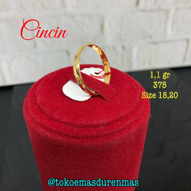 Cincin Emas Asli Kadar 375 Size 18 20