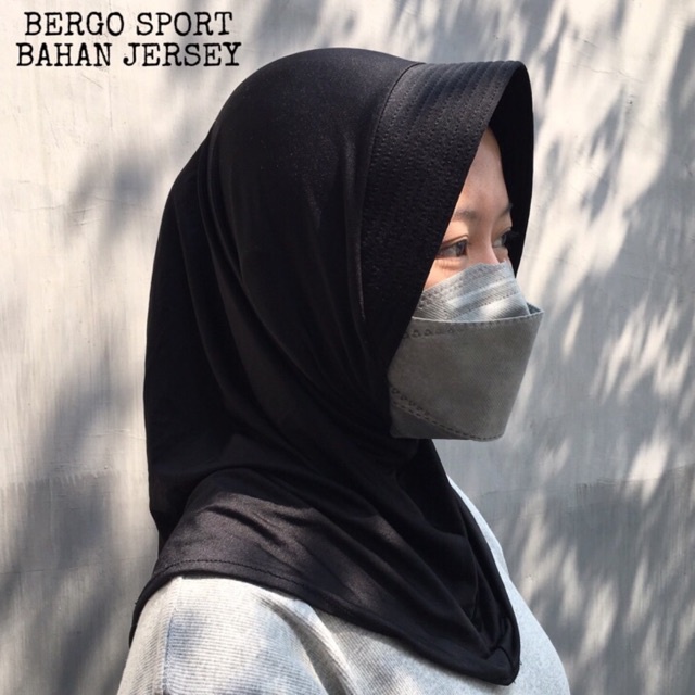 JILBAB SPORT BERGO SPORT HIJAB SPORT INSTAN BAHAN JERSEY PREMIUM