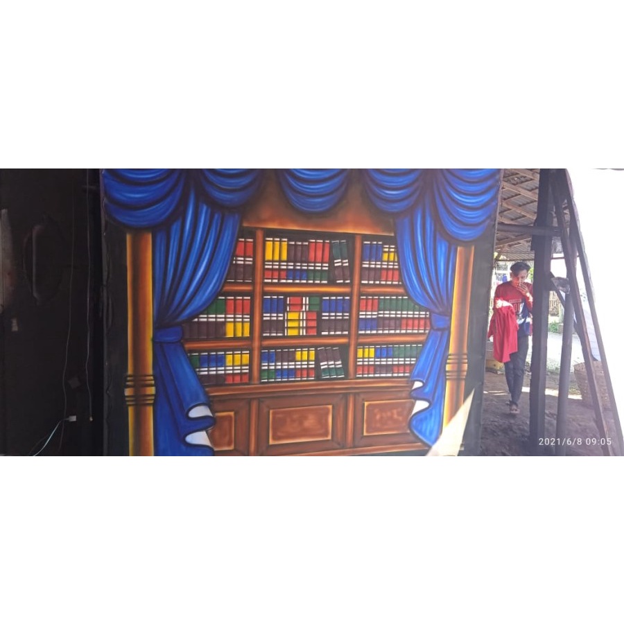 BACKGROUND WISUDA/ BACKGROUND RAK BUKU 3 X 2,5M