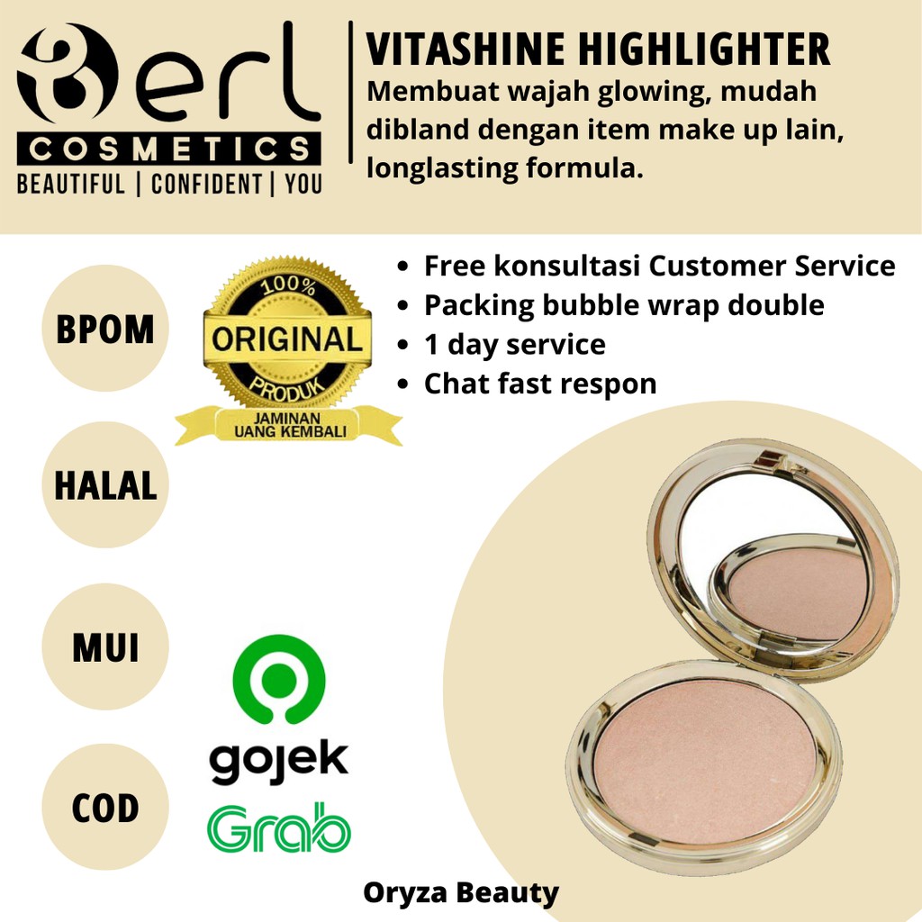 B ERL VITASHINE HIGHLIGHTER Glowing Instan B ERL HIGHLIGHTER POWDER BERL HIGHLIGHTER BERL SHIMMER