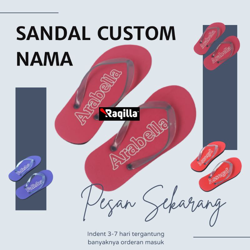 RAQILLA SHOP - SANDAL JEPIT NAMA CUSTOM NEW DESIGN SANDAL CUSTOM NAMA BEBAS