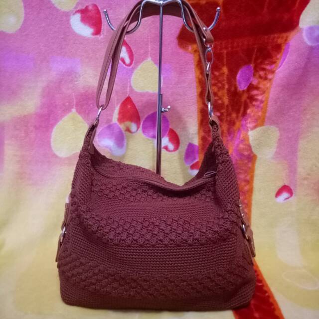 Tas Rajut Candy Ring Merah Bata