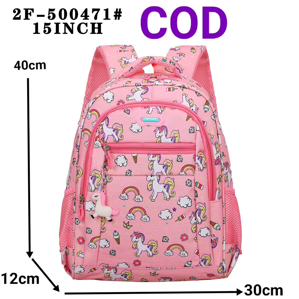 Tas Ransel Anak Sekolah Perempuan Fortune 500471 Pink Import Raincover