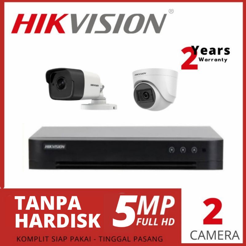 PAKET CCTV HIKVISION 5MP 4CH 2 CAMERA