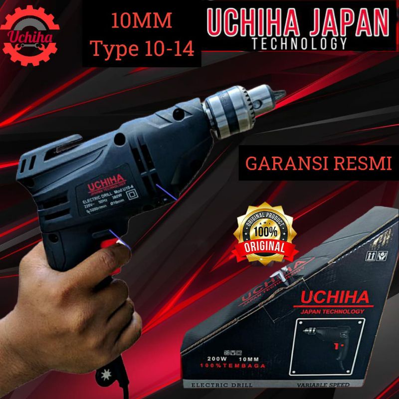 Mesin bor 10mm Merk Uchiha besi kayu tembok sekrup obeng baut listrik