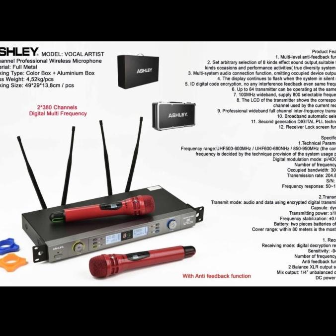 Mic Ashley Vocal Artist/Artis Microphone Wireless Free Koper Original .