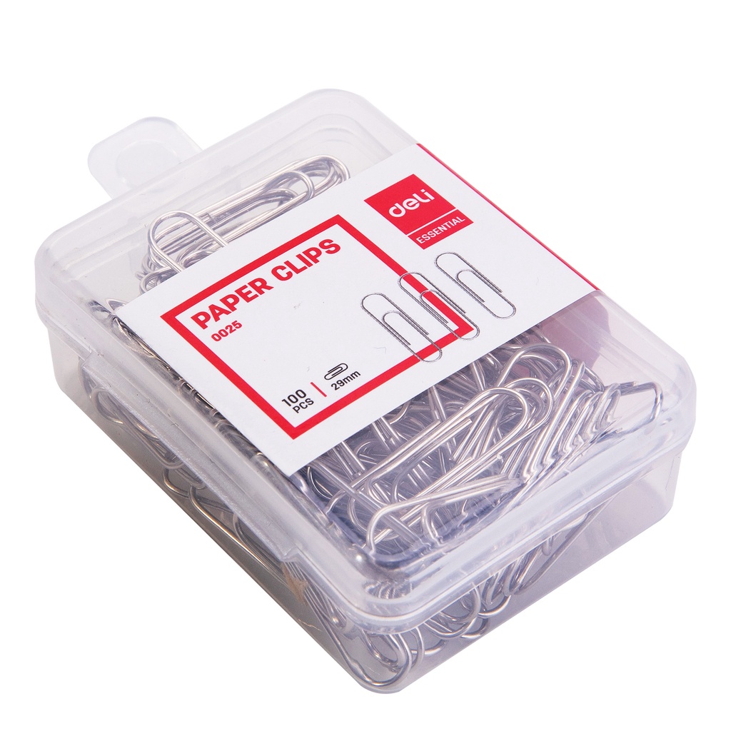 HAPPY TIME DELI PAPER CLIP KLIP KERTAS 29mm (100 PCS/BOX) SILVER PERLENGKAPAN ALAT TULIS KANTOR SEKOLAH KULIAH E0025