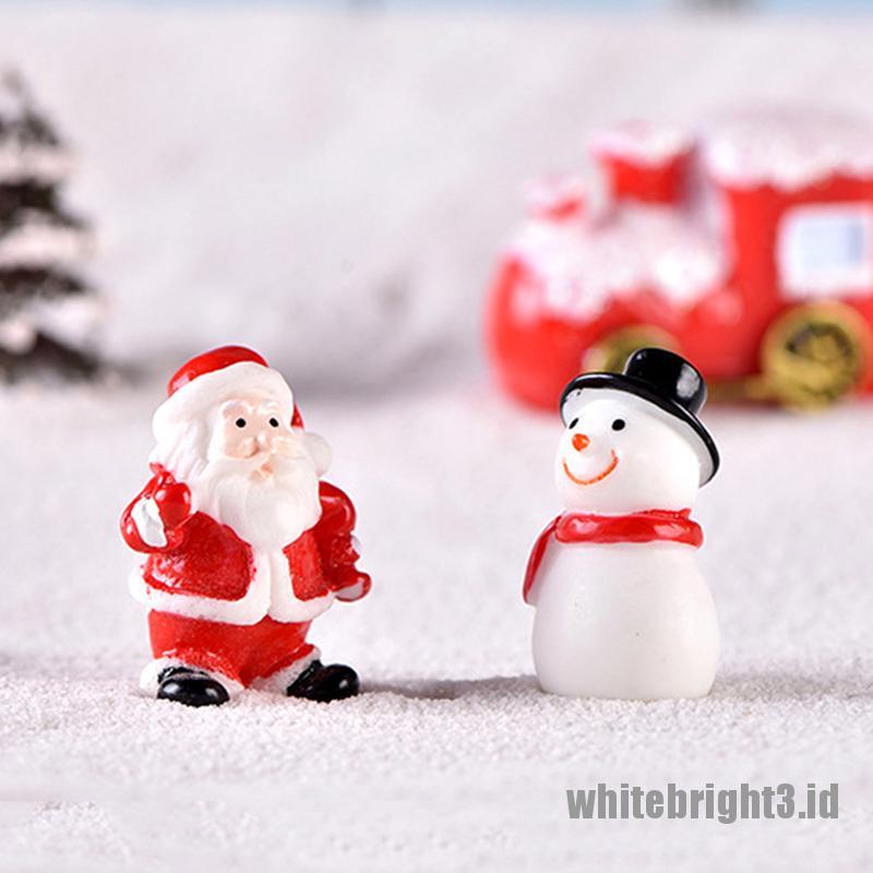 (white3) Miniatur Santa Claus / Snowman / Pohon Natal DIY Untuk Dekorasi Taman