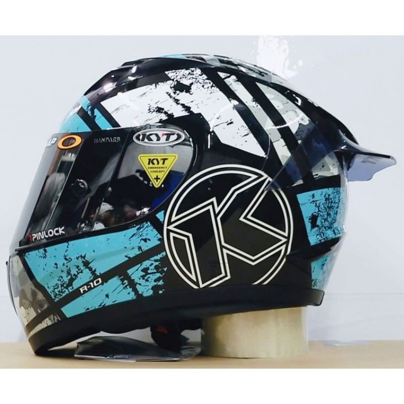 HELM KYT R10 SERI 3 BLAK/BLUE AQUA PAKET GANTENG-4