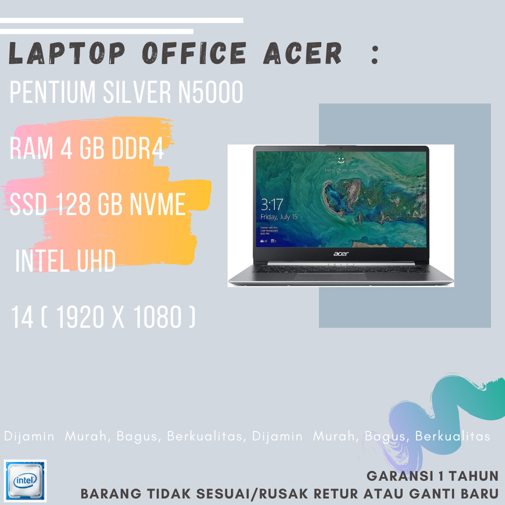 LAPTOP OFFICE ACER SWIFT N5000 4GB 64EMMC SSD 128GB E148
