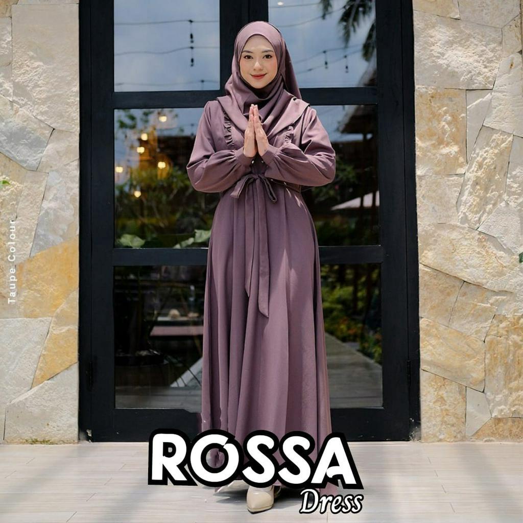 Rossa Dress Free Pashmina Baju Kondangan Wanita Kekinian Gamis Hitam Ceruty Babydoll Full Furing Gamis Pesta Mewah Elegan