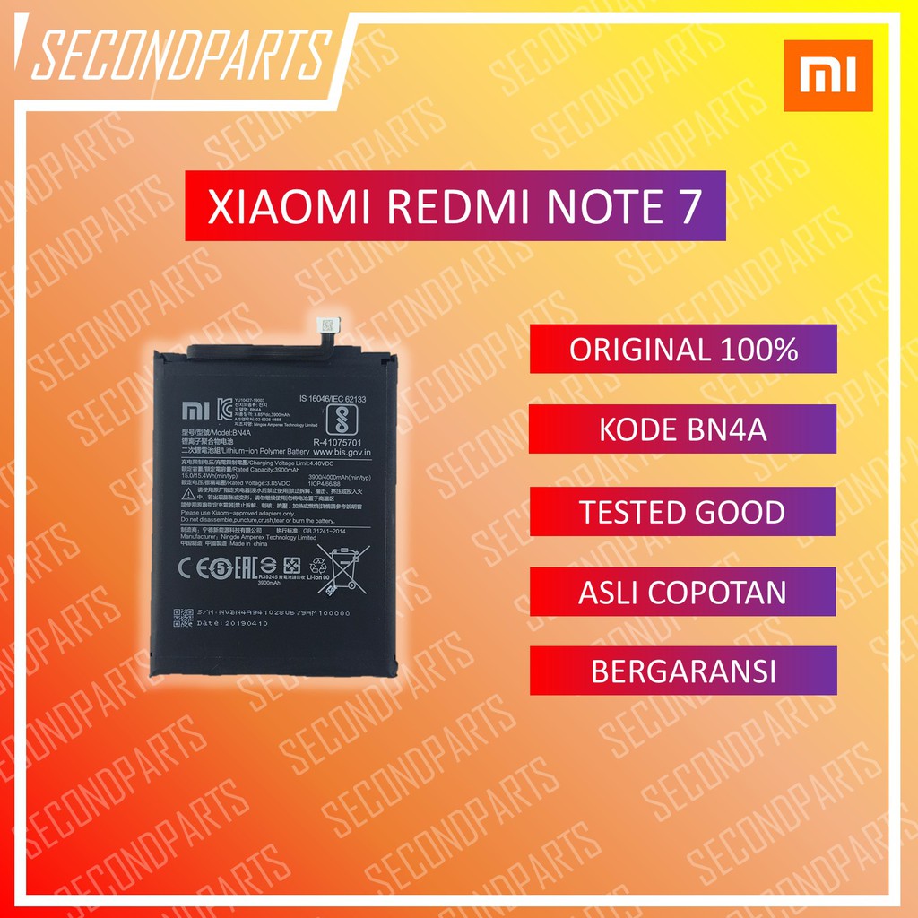 BATERAI BATRE BATTERY XIAOMI REDMI NOTE 7 BN4A ORIGINAL COPOTAN