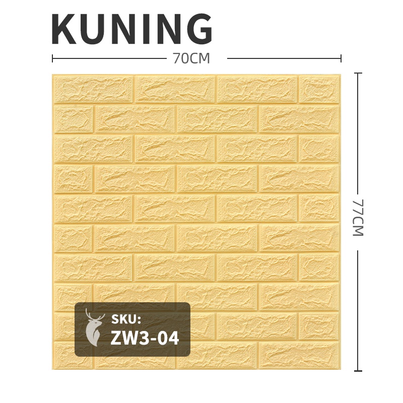 Wallpaper Dinding Foam 3D Motif Batu Bata Walpaper Stiker Dinding Dekorasi Kamar Murah 3dWalpaper 70 x 77 cm High Quality Guarantee-Z304 PROMO KREM 3MM