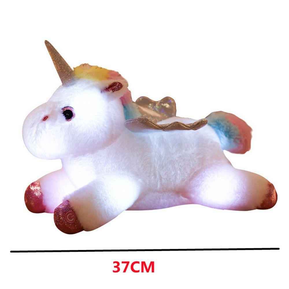 Mxbeauty Mainan Boneka Unicorn LED Lucu Colorful Glowing Stuffed Light Up Boneka Mainan Dekorasi Unicornio Kuda Mainan