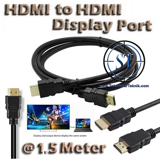 Kabel HDMI to HDMI @1.5M Gold Plated Cable Lead Wire for Monitor TV DVR CCTV Parabola DVD 1.5 Meter Kuwalitas Standar
