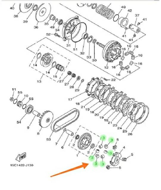 ROLLER ROLER WEIGHT CVT DEPAN YAMAHA LEXAM ORIGINAL YGP 15C-E7632-00