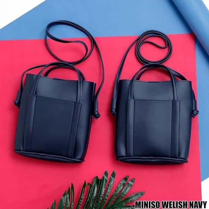 TAS WANITA MINISO WELISH NAVY - ARMY