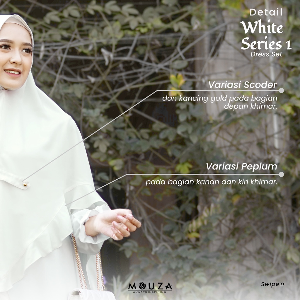 MOUZA// Khimar Cantik - Terbaru - White Series by Mouza