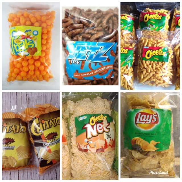 

Snack indofood kiloan chiki balls, chitato, jetz, lays, cheetos maknyuss