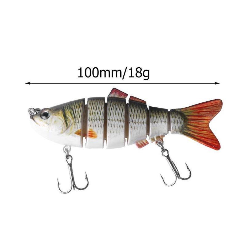 Umpan Pancing Crankbait 6 Segmen Ukuran 10cm dengan 2 Kail