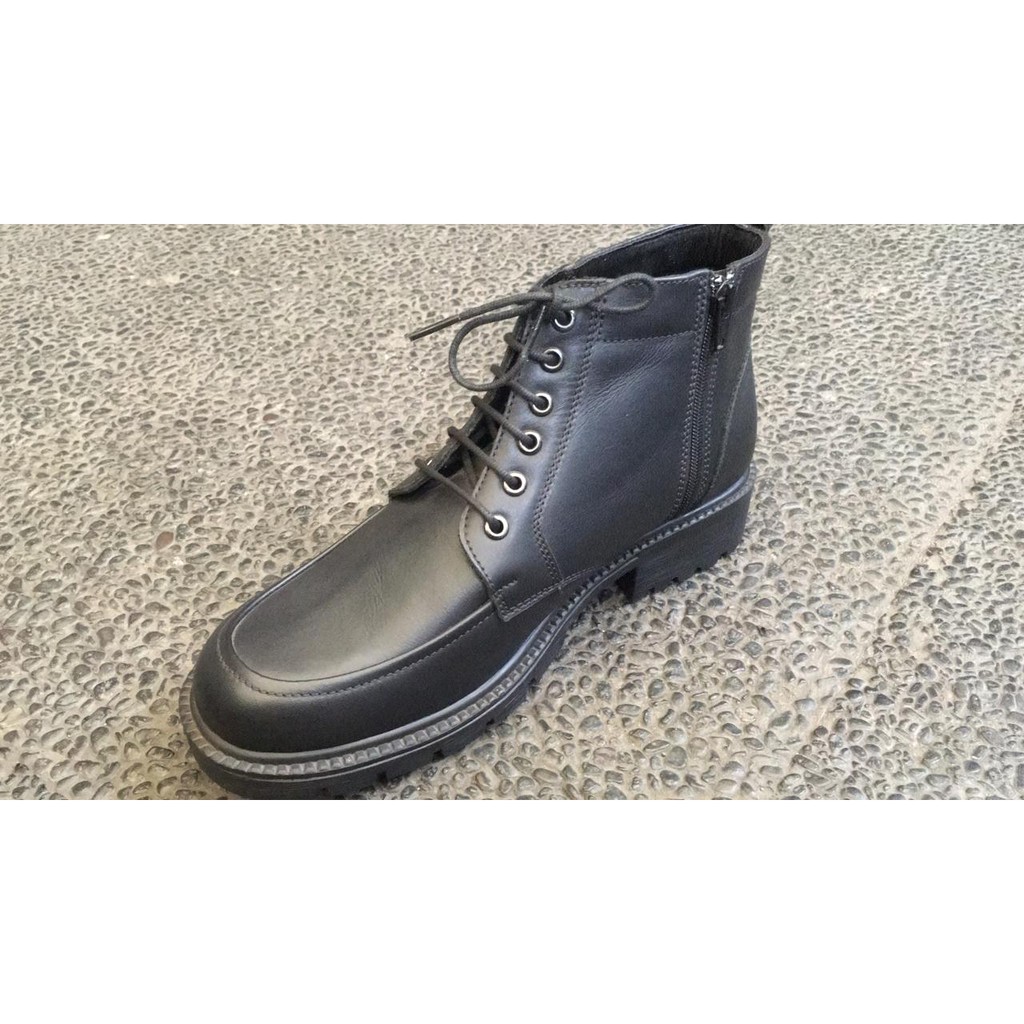 Kulit Asli sepatu boots hitam