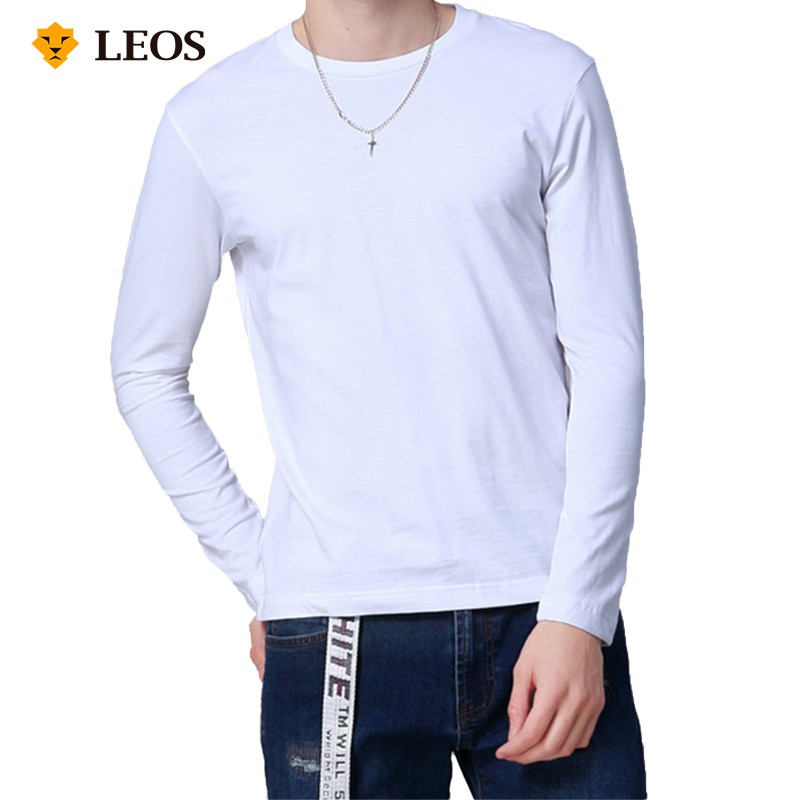 

LEOS Original Kaos Lengan Panjang / Dalaman Polos Pria Santai Bahan Serat Susu