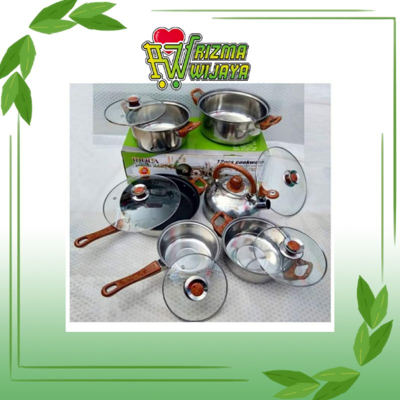 COOKWARE SET 12 PCS STAINLESS STELL / PANCI SET 12 PCS IDOLA / PANCI SET TUTUP