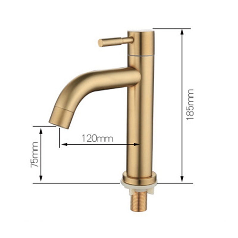 Brush Gold Single Cold Basin Faucet 304 Material Basin Mixer Bathroom Sink Faucet Water Wash Mixer Tap-A