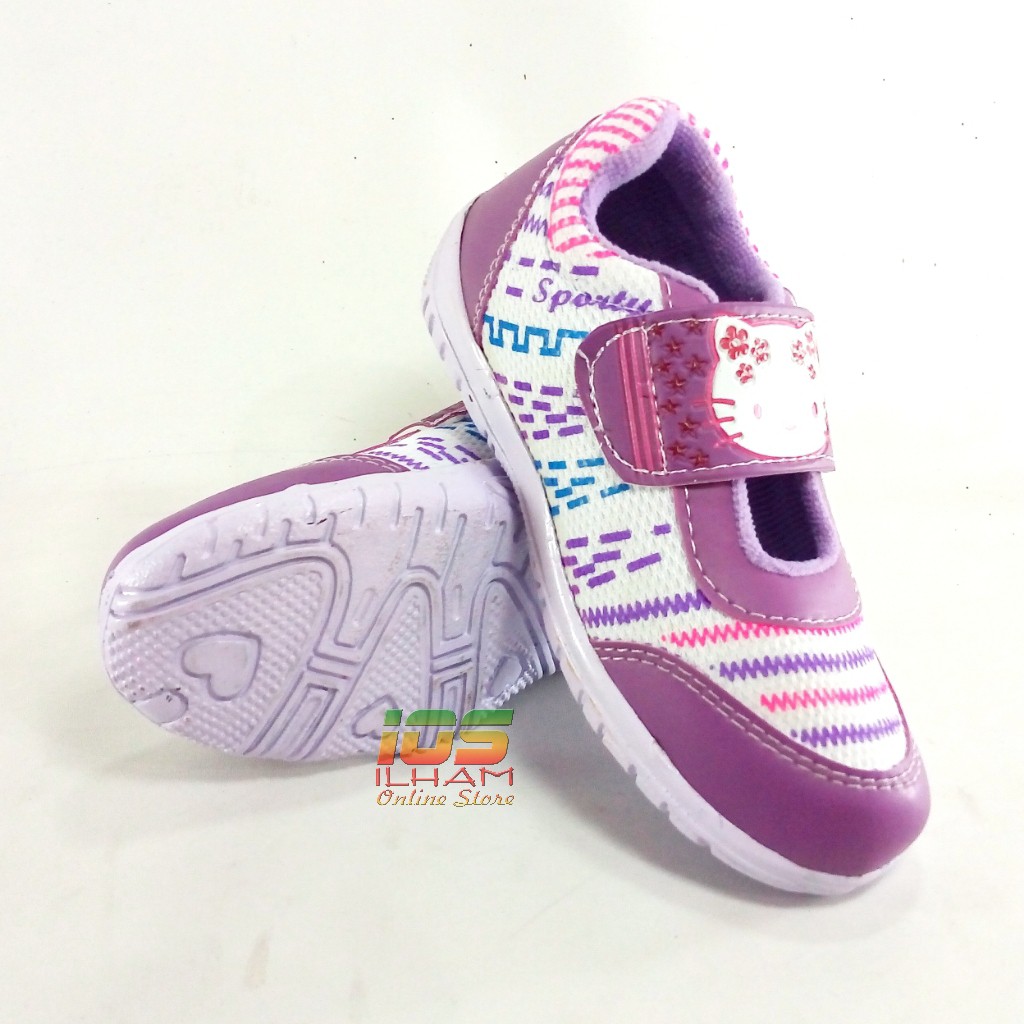 Sporty Hello Kitty LB/BR Sepatu Anak Perempuan Size 26-35 Hitam Ungu