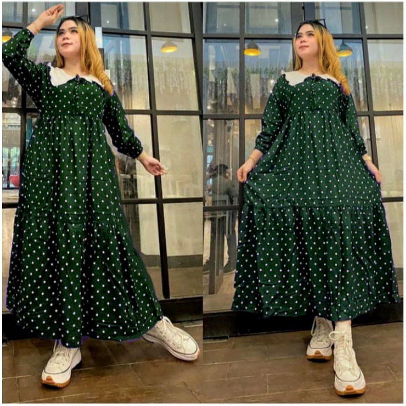 GAMIS MIDI POLKA || NEW LONGDRESS KEKINIAN || DASTER MIDI