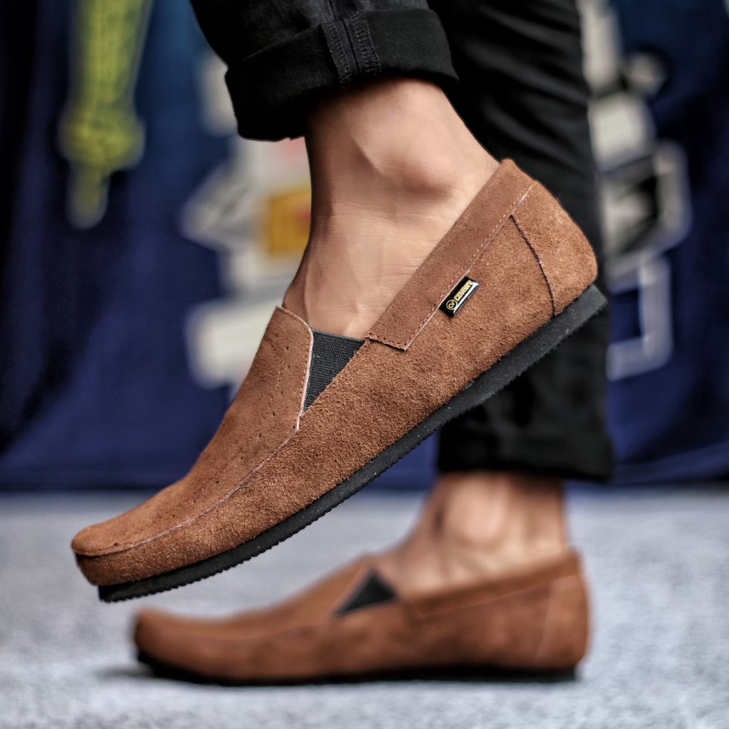 ENOZSTORE X MORLEN - SEPATU SLOP KULIT SUEDE PRIA KASUAL ORIGINAL HANDMADE KEREN TRENDY SLOP COWOK LAKI FORMAL JALAN SANTAI KEKINIAN ORI