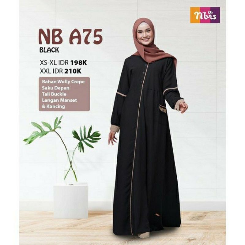 GAMIS NIBRAS NBA75 NB A75 HITAM DAN WARM TAUPE BUSUI FRIENDLY