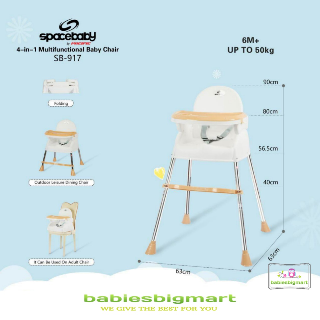 SpaceBaby SB 917 / SB 920 / SB 618 / SB 925 / GA 001 / G 02 VKIDS Baby Booster &amp; High Chair Kursi Makan Bayi Sapce Baby