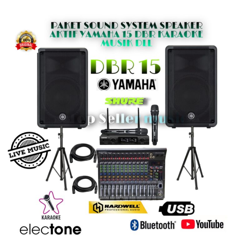 PAKET SOUND SYSTEM YAMAHA SPEAKER 15DBR 15INC AKTIF ORIGINAL ( SUPER BEST III )