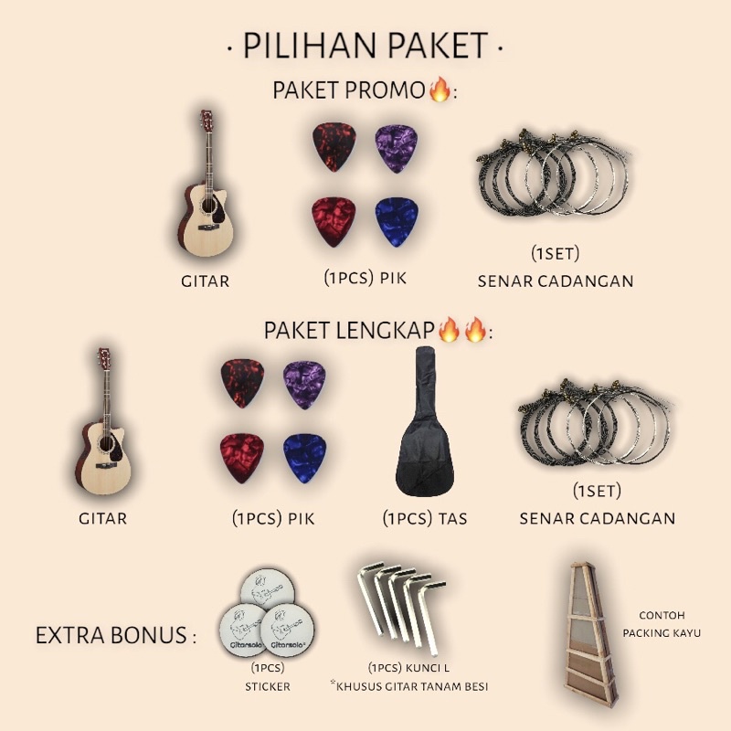 PAKET LENGKAP !! GITAR AKUSTIK PEMULA MURAH