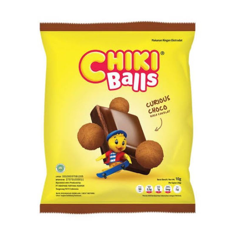 

CHIKI BALLS RASA COKLAT 1RENCENG 10PCS X 10GRAM