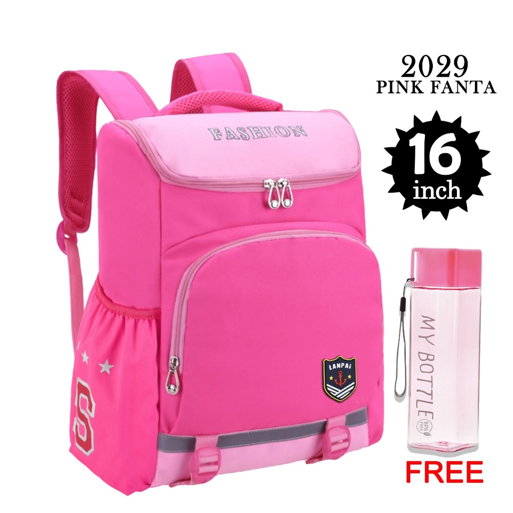 Tas Wanita Sekolah Lanpai 2029 Ransel Pria Backpack [Free Botol Minum] Tas Sekolah Import