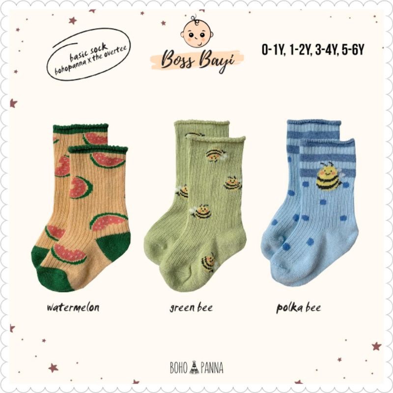 BOHOPANNAxTHE OVERTEE - Basic / Ruffle Sock - Kaos Kaki Anak Motif