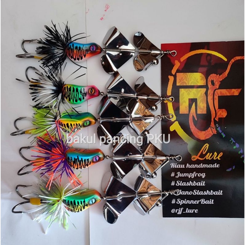 SLATER DOUBLE PROPELLER TEKTOK RJF LURE. umpan toman. umpan top water. umpan atas.