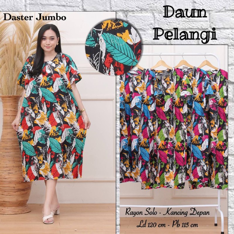 Daster Jumbo LD 120 Wanita Kekinian Bahan Rayon Kancing Depan Busui Bumil Terbaru