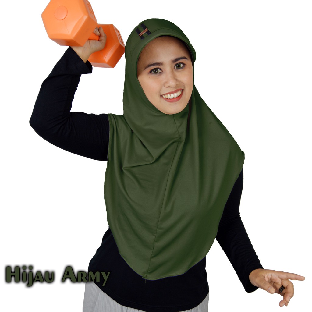 DAFFA moeslem/HIJAB SPORTY/KERUDUNG TOPI JERSI-Hijau Army