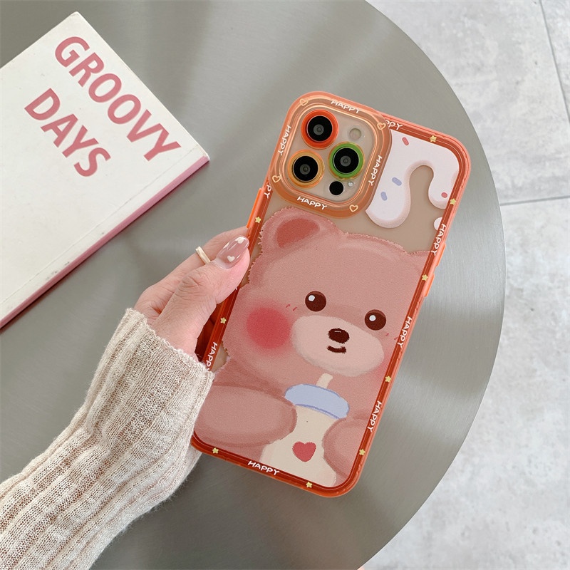 IPHONE Casing Ponsel Motif Kelinci Pink Yang Indah Kompatibel Dengan Iphone12 13 11 Pro Max X Xs Max Xr Silikon Cover Jjhn