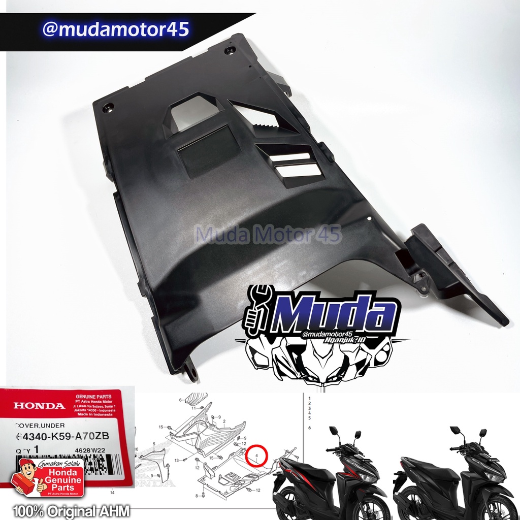 COVER UNDER VARIO 125 150 64340-K59-A70ZB KAP DEK BODY KASAR BAWAH LANTAI PIJAKAN KAKI 64340K59A70ZB