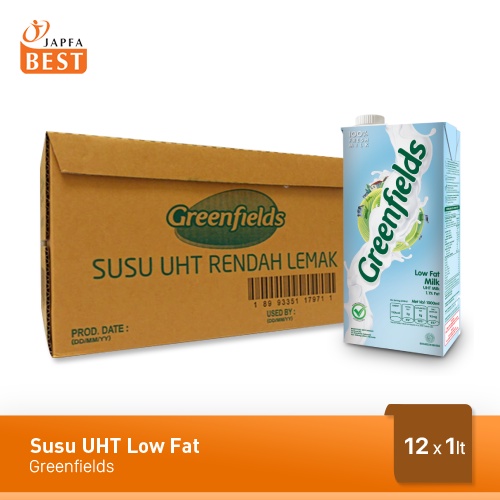 Susu UHT Low Fat Greenfields [12 Pcs x 1 Liter]