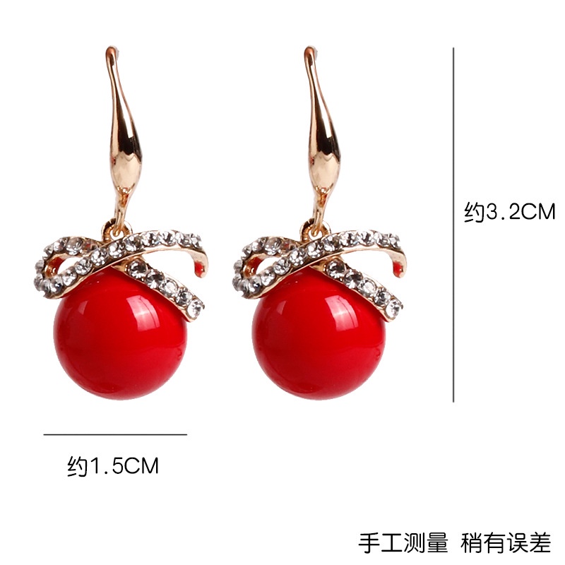 Anting 925 Silver Needle Bentuk Bunga Cherry Hati Aksen Mutiara Merah Gaya Korea