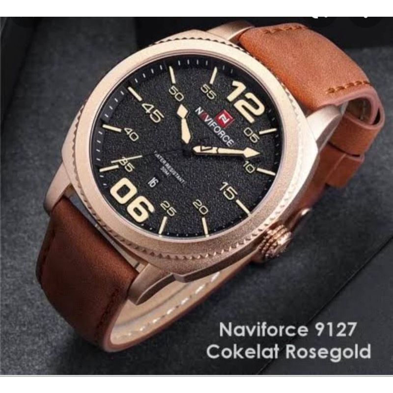 Jam tangan Pria Naviforce 9127 Tali Kulit Original